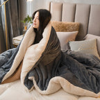 Reversible double-sided wool throw blanket